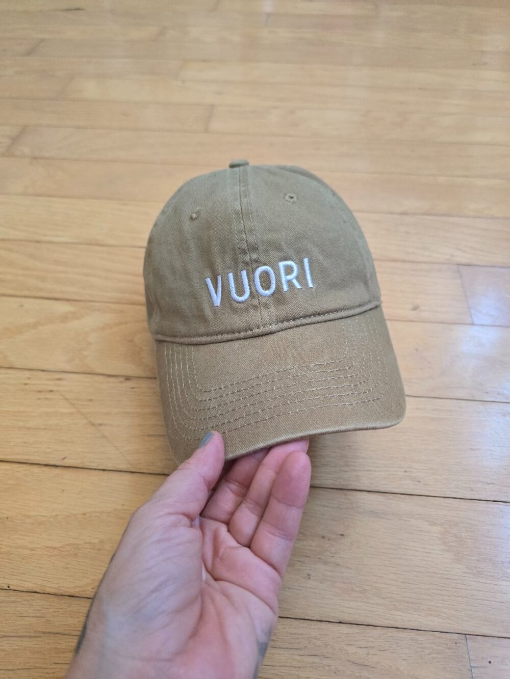 Vuori | V1 Khaki Tan Cotton Embroidered Logo Sporty Dad Hat Baseball Cap